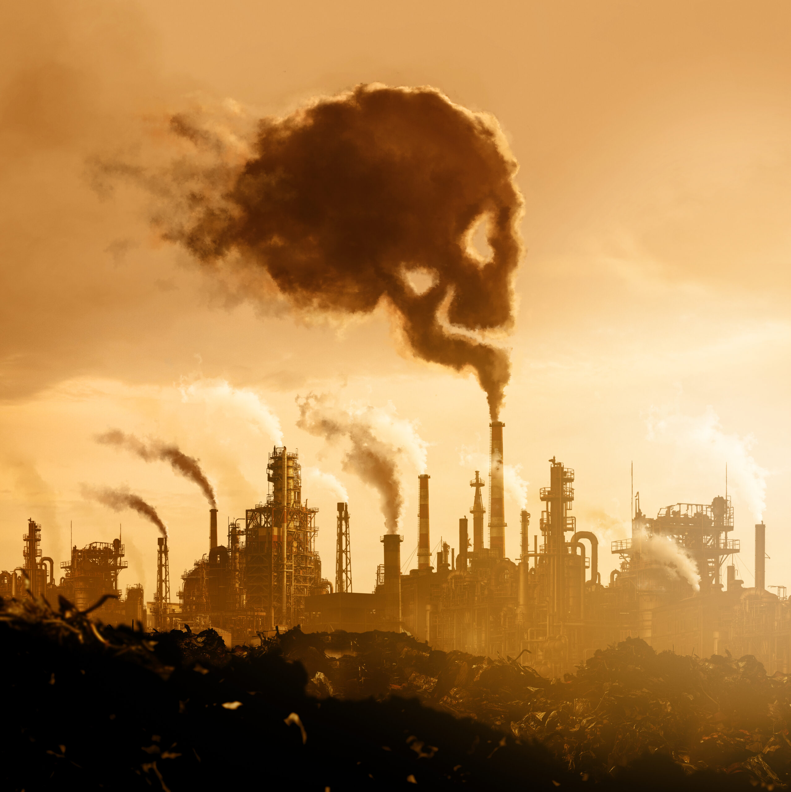 Ilustrasi dampak lingkungan karena industrialisasi