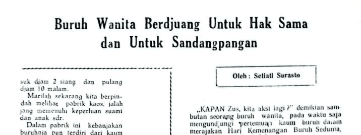 Buruh Wanita Berjuang untuk Hak Sama dan untuk Sandang Pangan